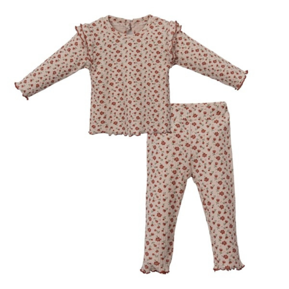Efres Çiçekli Kız Bebek Alt Üst 2'li Takım