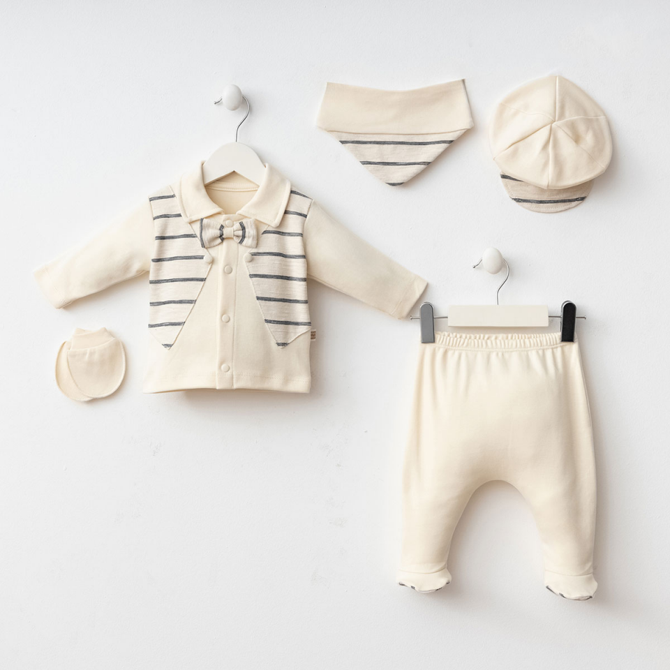 Papyon Detay Erkek Bebek 5'li Hastane Çıkışı Set