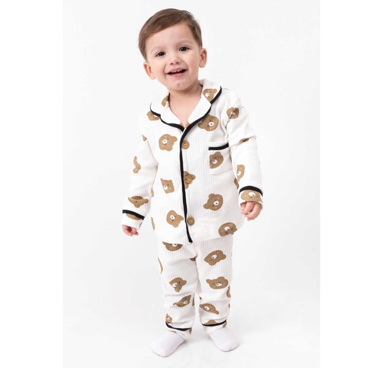 Ayıcık Detay Erkek Bebek Pijama Takımı