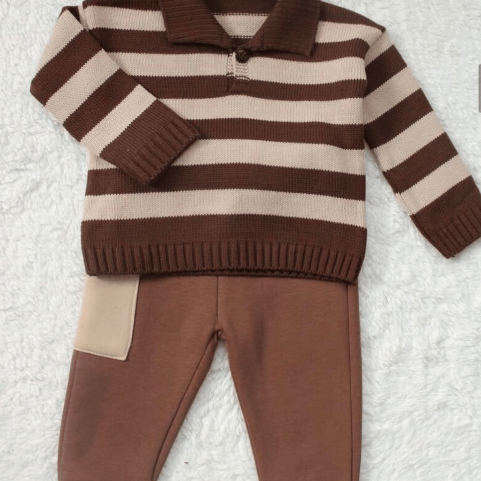 Trikolu Alt Üst Çizgili Erkek Bebek Takım