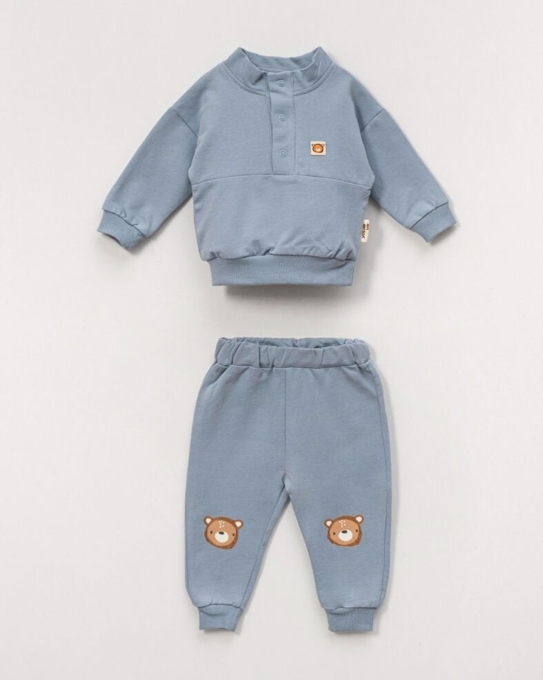 Ayıcık Baskılı Erkek Bebek 2li Takım