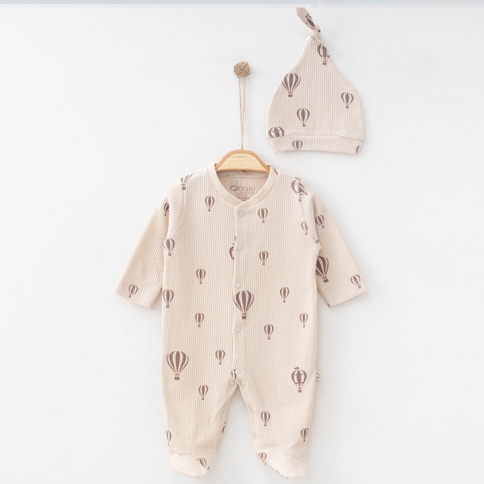 Balon Baskılı Bereli Bebek Tulum