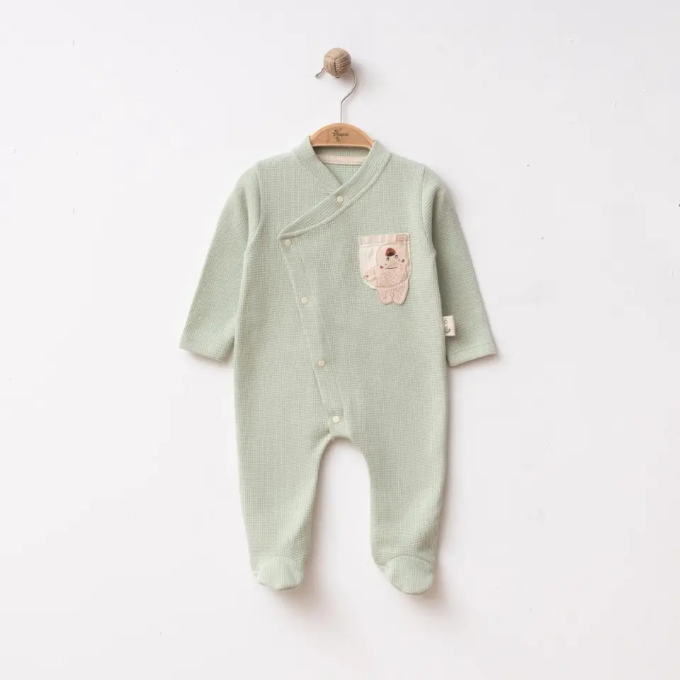 Çıtçıtlı Bear Erkek Bebek Tulum Mint