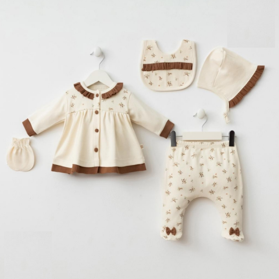 Çıtır Çiçekli Kız Bebek 5'li Hastane Çıkışı Set