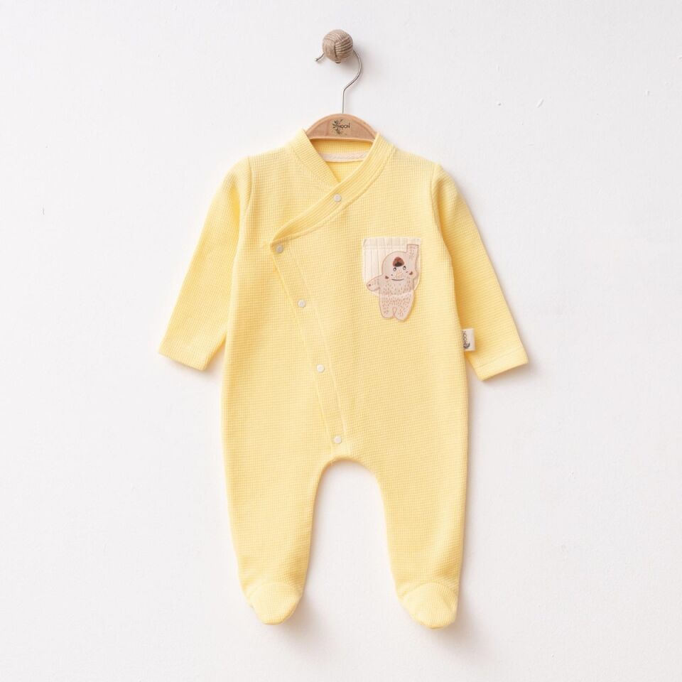 Çıtçıtlı Bear Erkek Bebek Tulum Sarı