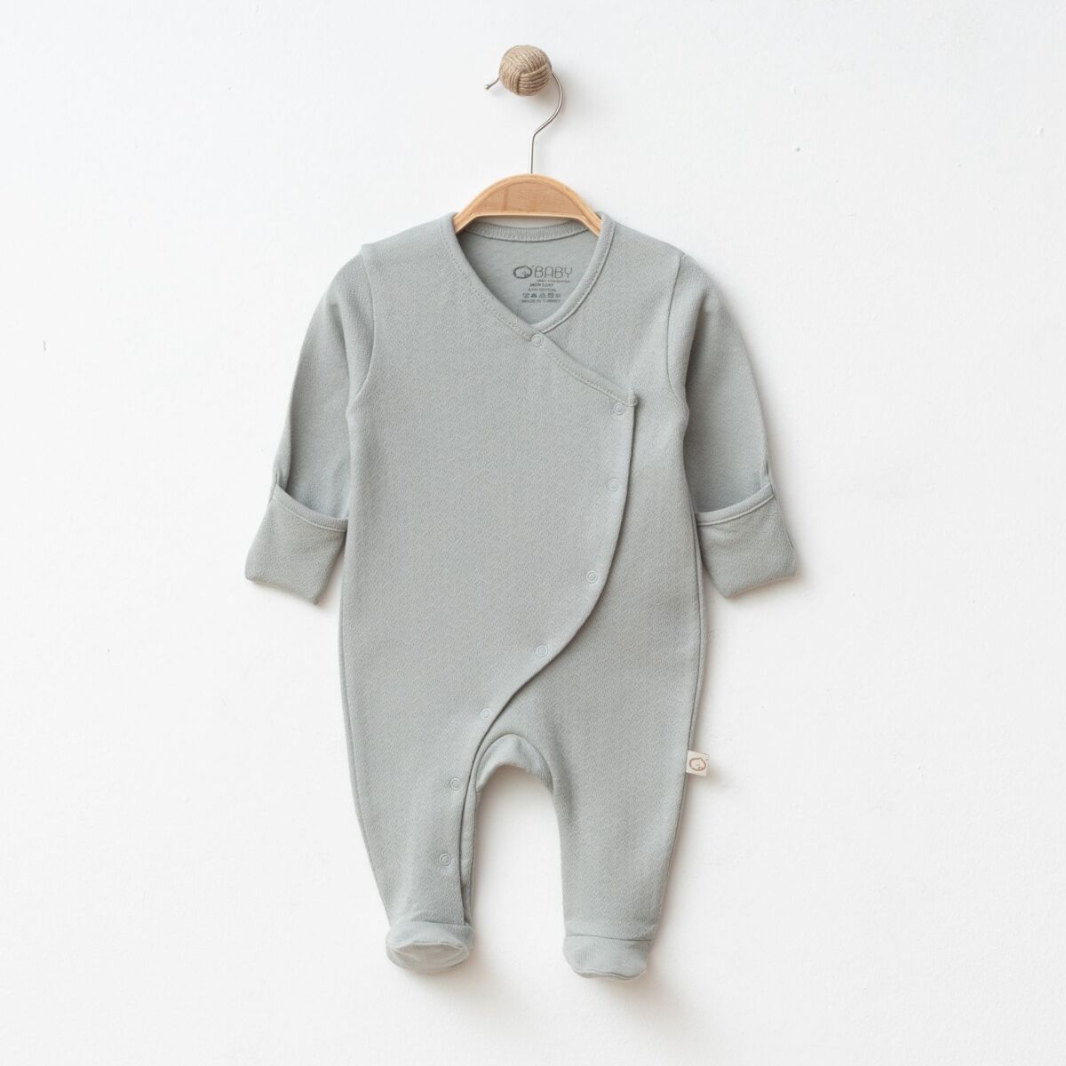 Unisex Jakarlı Kruvaze Kendinden Eldivenli Tulum Gri