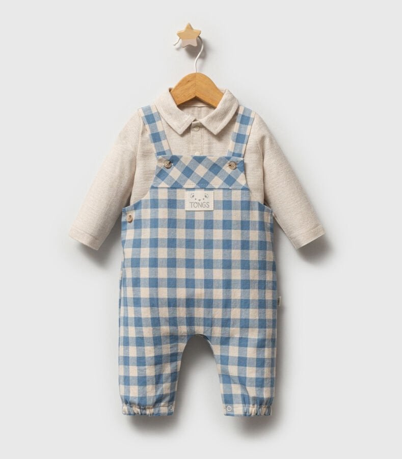 Plaid Salopet Erkek Bebek Tulum